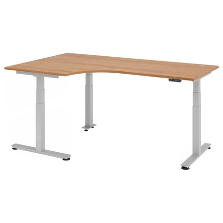 Scrivania ad altezza regolabile elettricamente XDSM 82 S effetto noce con piano a L di hjh OFFICE PRO