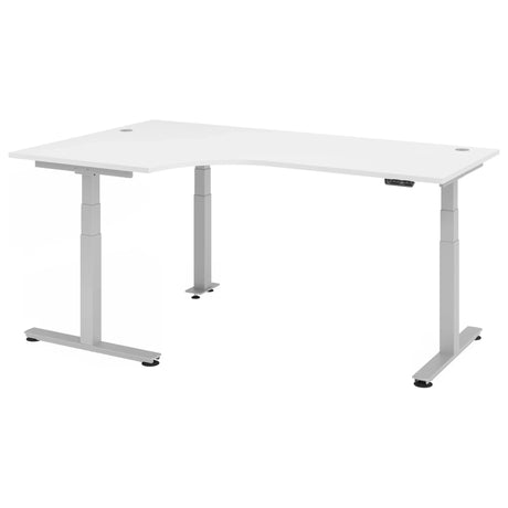 Scrivania regolabile elettricamente in altezza XDSM 82 S in bianco con piano a L di hjh OFFICE PRO