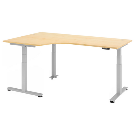 Scrivania regolabile elettricamente in altezza XDSM 82 S in acero con piano a L di hjh OFFICE PRO