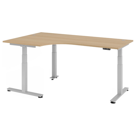 Scrivania ad altezza regolabile elettricamente XDSM 82 S effetto rovere con piano a L di hjh OFFICE PRO
