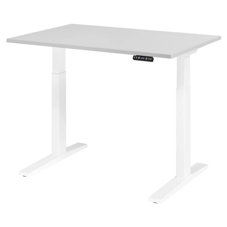 Scrivania regolabile elettricamente in altezza XMKA 12 W in bianco con display digitale di hjh OFFICE PRO