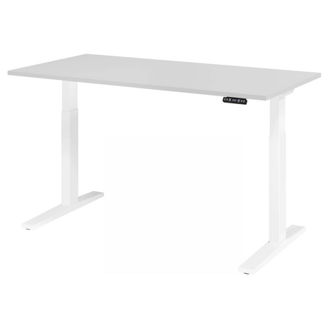 Scrivania regolabile elettricamente in altezza XMKA 16 W in grigio con display digitale di hjh OFFICE PRO