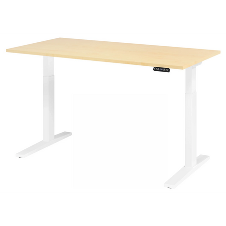Scrivania regolabile elettricamente in altezza XMKA 16 W in acero con struttura bianca di hjh OFFICE PRO