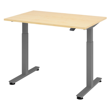 Scrivania ad altezza regolabile elettricamente XMST 12 G in acero con gambe grigie di hjh OFFICE PRO