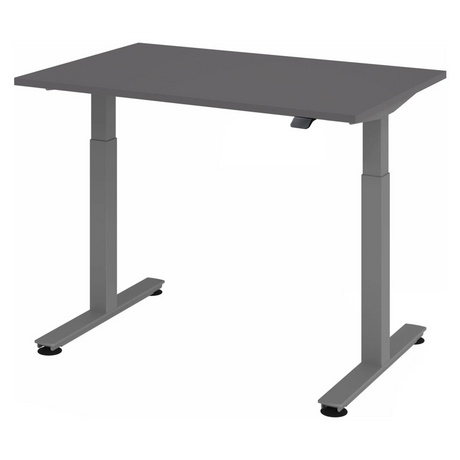Scrivania ad altezza regolabile elettricamente XMST 12 G in grafite con struttura a T di hjh OFFICE PRO