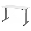 Scrivania regolabile elettricamente in altezza XMST 16 G in bianco con struttura grigia di hjh OFFICE PRO