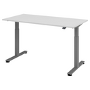 Scrivania regolabile elettricamente in altezza XMST 16 G con piano e struttura grigi di hjh OFFICE PRO