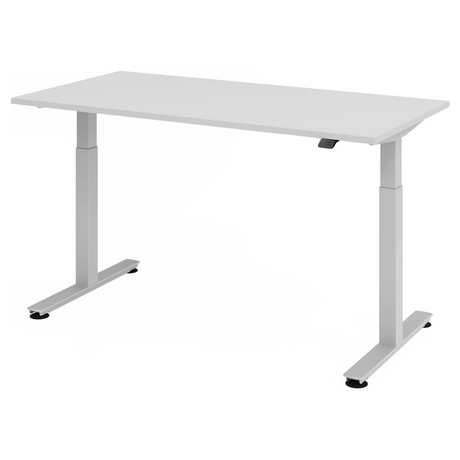 Scrivania regolabile elettricamente in altezza XMST 16 S in grigio con piano rettangolare di hjh OFFICE PRO