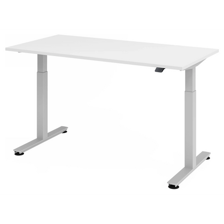 Scrivania regolabile elettricamente in altezza XMST 16 S in bianco con piano rettangolare di hjh OFFICE PRO