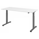 Scrivania regolabile elettricamente in altezza XMST 19 G con piano bianco e gambe grigie di hjh OFFICE PRO