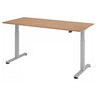 Scrivania regolabile elettricamente in altezza XMST 19 S con piano in noce e struttura argento di hjh OFFICE PRO