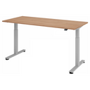 Scrivania regolabile elettricamente in altezza XMST 19 S con piano in noce e struttura argento di hjh OFFICE PRO