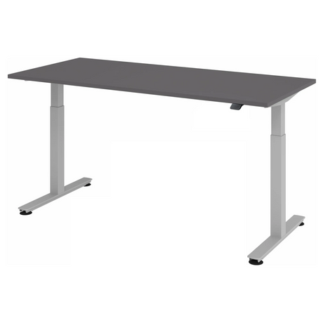 Scrivania regolabile elettricamente in altezza XMST 19 S in grafite con struttura argento di hjh OFFICE PRO