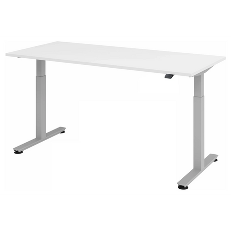 Scrivania regolabile elettricamente in altezza XMST 19 S in bianco con struttura a T di hjh OFFICE PRO