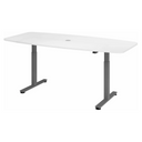 Scrivania ad altezza regolabile elettricamente XMST 22 G in bianco con passacavi di hjh OFFICE PRO