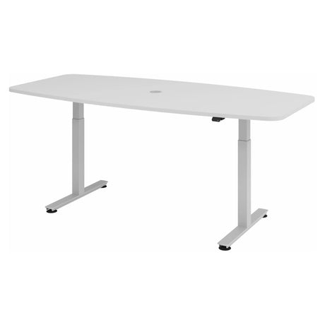 Scrivania regolabile elettricamente in altezza XMST 22 S in grigio con passacavi di hjh OFFICE PRO