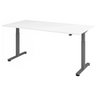 Scrivania regolabile elettricamente in altezza XMST 2E G con piano bianco e struttura grigia di hjh OFFICE PRO