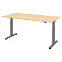 Scrivania regolabile elettricamente in altezza XMST 2E G in acero con gambe grigie di hjh OFFICE PRO