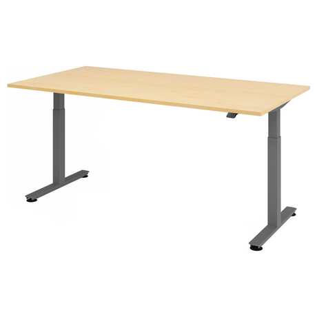 Scrivania regolabile elettricamente in altezza XMST 2E G in acero con gambe grigie di hjh OFFICE PRO