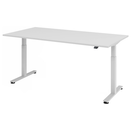Scrivania regolabile elettricamente in altezza XMST 2E S in grigio con ampio piano di lavoro di hjh OFFICE PRO