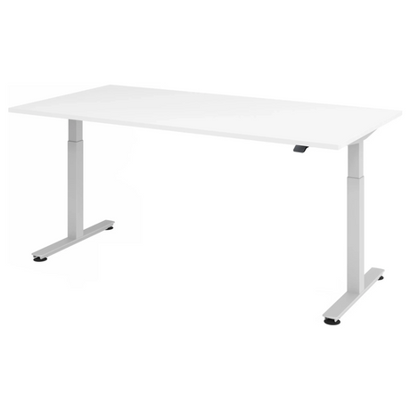 Scrivania regolabile elettricamente in altezza XMST 2E S in bianco con piano rettangolare di hjh OFFICE PRO