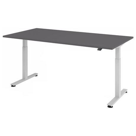 Scrivania regolabile elettricamente in altezza XMST 2E S in grafite con struttura bianca di hjh OFFICE PRO