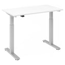 Scrivania regolabile elettricamente in altezza XMST 612 S in bianco e argento con struttura a T di hjh OFFICE PRO