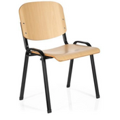 Sedia a quattro gambe XT 600 SW H in legno di faggio chiaro con struttura in metallo nero di hjh OFFICE