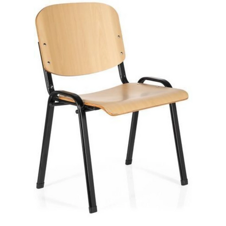 Sedia a quattro gambe XT 600 SW H in legno di faggio chiaro con struttura in metallo nero di hjh OFFICE