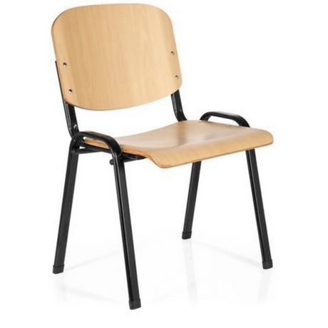 Vierfußstuhl XT 600 SW H aus hellem Buchenholz mit schwarzem Metallgestell von hjh OFFICE