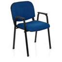 Sedia a quattro gambe XT 650 blu con braccioli e struttura neri di hjh OFFICE