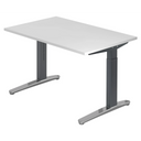 Scrivania regolabile in altezza XTRA XB 12 GC con piano bianco e struttura grigio scuro di hjh OFFICE PRO