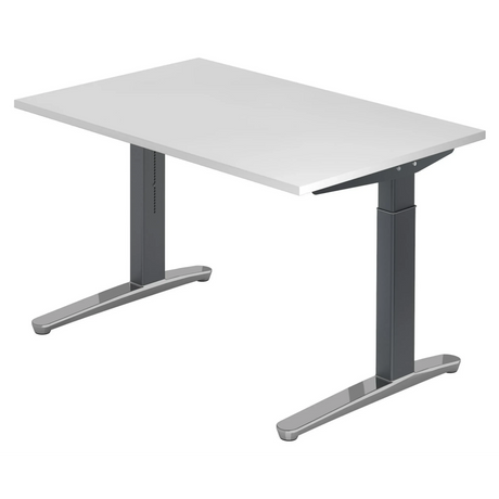 Scrivania regolabile in altezza XTRA XB 12 GC con piano bianco e struttura grigio scuro di hjh OFFICE PRO