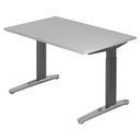 Scrivania regolabile in altezza XTRA XB 12 GC in grigio con struttura a T di hjh OFFICE PRO