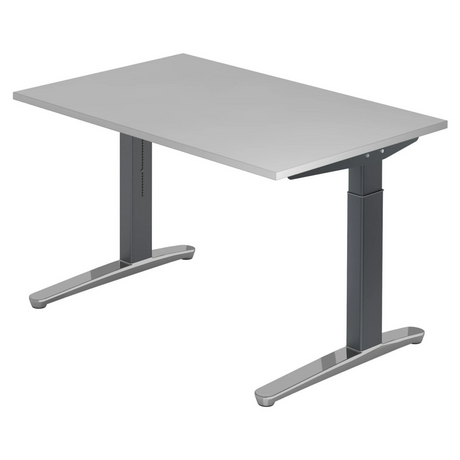 Scrivania regolabile in altezza XTRA XB 12 GC in grigio con struttura a T di hjh OFFICE PRO