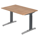 Scrivania regolabile in altezza XTRA XB 12 GC effetto noce con gambe grigie di hjh OFFICE PRO