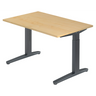 Scrivania regolabile in altezza XTRA XB 12 GG in acero con struttura grigio scuro di hjh OFFICE PRO