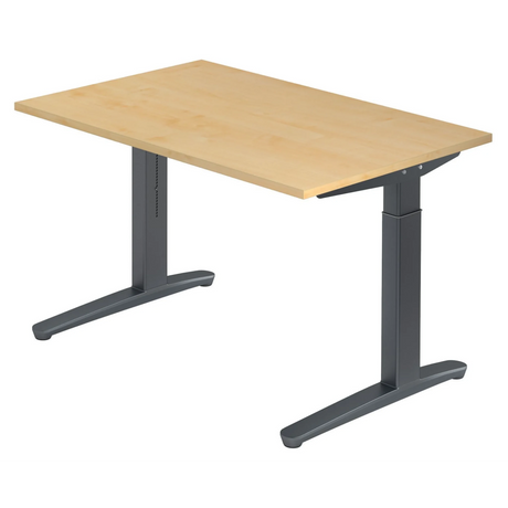 Scrivania regolabile in altezza XTRA XB 12 GG in acero con struttura grigio scuro di hjh OFFICE PRO