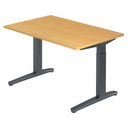 Scrivania regolabile in altezza XTRA XB 12 GG con piano in faggio chiaro e struttura grigio scuro di hjh OFFICE PRO