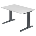 Scrivania regolabile in altezza XTRA XB 12 GG con piano bianco e struttura grigio scuro di hjh OFFICE PRO