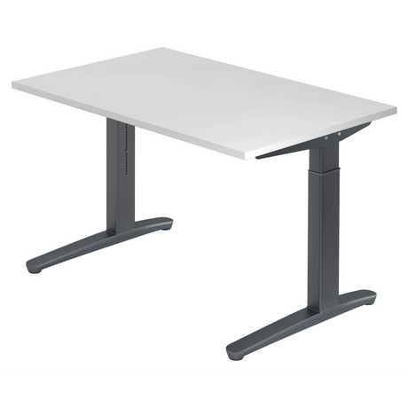 Scrivania regolabile in altezza XTRA XB 12 GG con piano bianco e struttura grigio scuro di hjh OFFICE PRO
