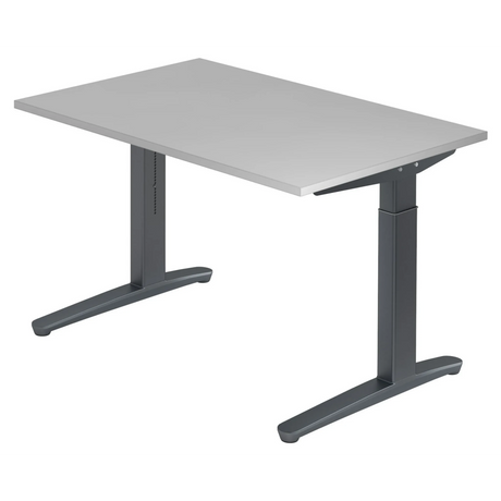 Scrivania regolabile in altezza XTRA XB 12 GG in grigio con struttura a T di hjh OFFICE PRO