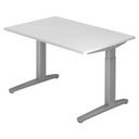 Scrivania regolabile in altezza XTRA XB 12 SS in bianco con struttura inferiore grigia di hjh OFFICE PRO