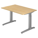 Scrivania regolabile in altezza XTRA XB 12 SS in effetto acero con gambe in metallo grigio di hjh OFFICE PRO