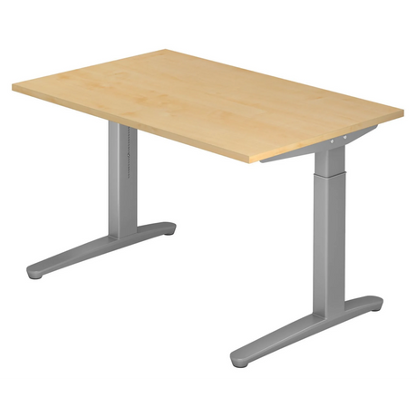 Scrivania regolabile in altezza XTRA XB 12 SS in effetto acero con gambe in metallo grigio di hjh OFFICE PRO