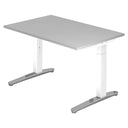 Scrivania regolabile in altezza XTRA XB 12 WC in grigio con struttura bianca di hjh OFFICE PRO