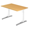 Scrivania regolabile in altezza XTRA XB 12 WC con piano in faggio e gambe bianche di hjh OFFICE PRO