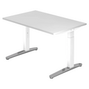 Scrivania regolabile in altezza XTRA XB 12 WC in bianco con piano rettangolare di hjh OFFICE PRO
