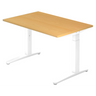 Scrivania regolabile in altezza XTRA XB 12 WW con piano color faggio e struttura bianca di hjh OFFICE PRO