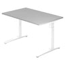 Scrivania regolabile in altezza XTRA XB 12 WW con piano grigio e struttura bianca di hjh OFFICE PRO